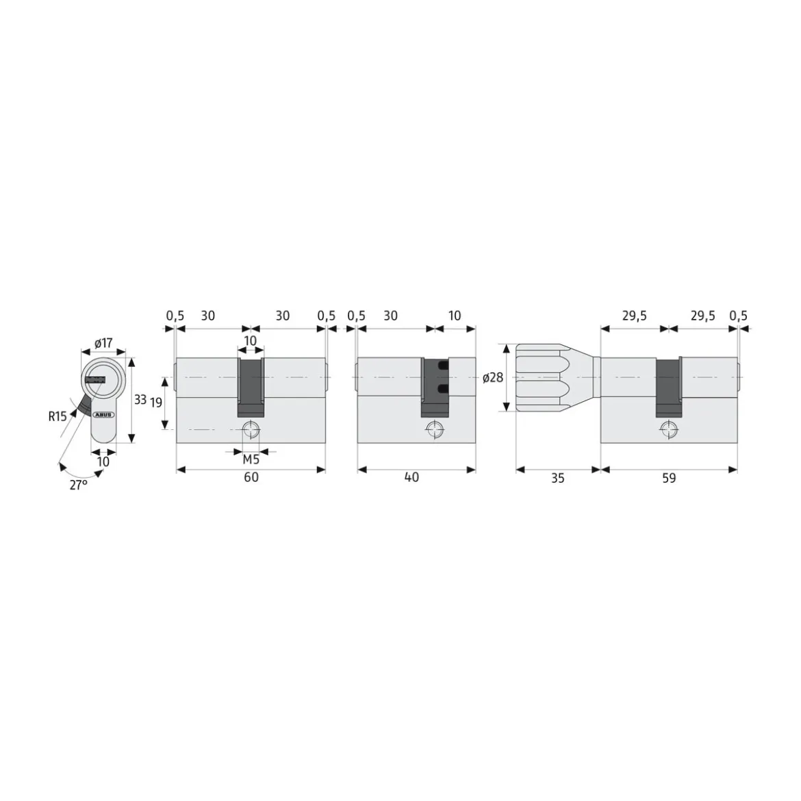 Abus Profilzylinder D6XNP 40/45 mm