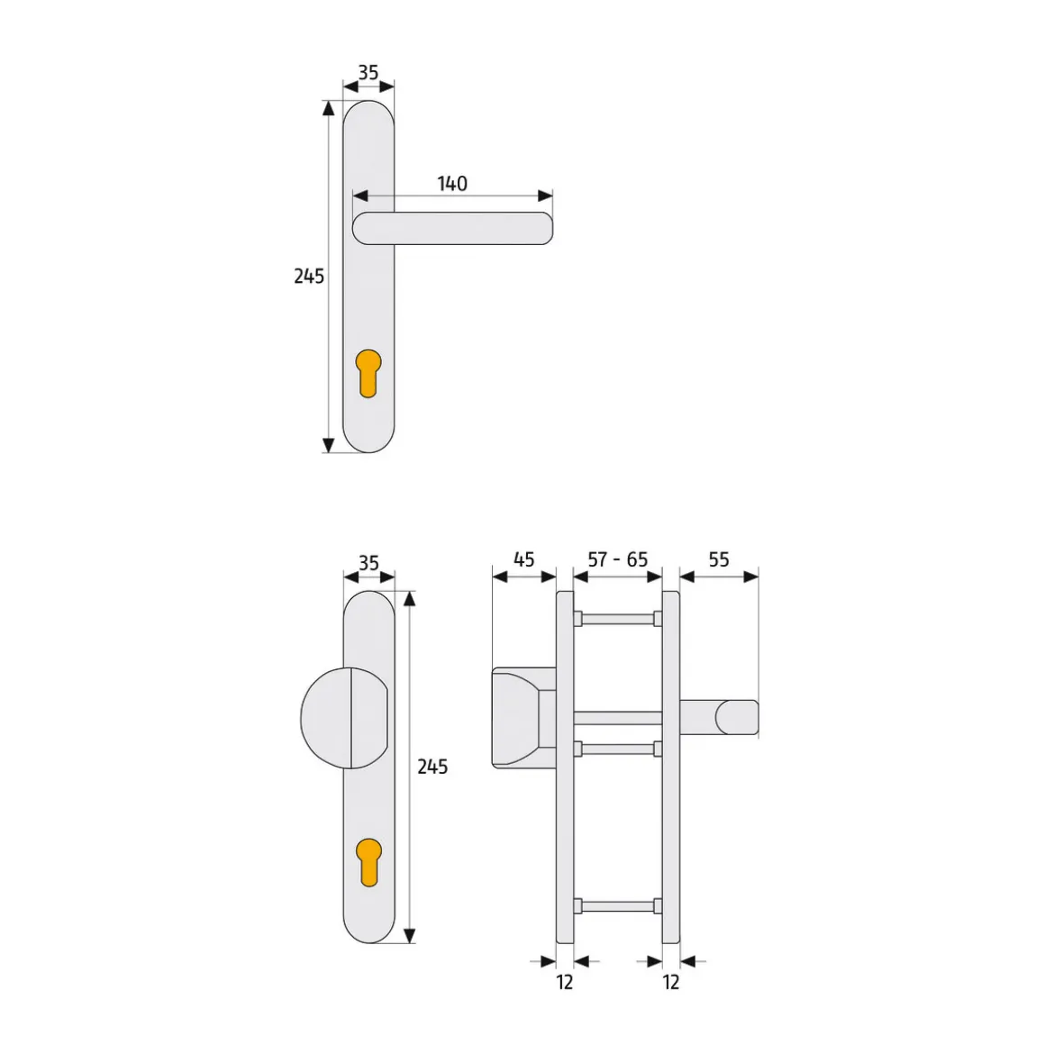 Abus Schmalrahmengarnitur SRG 92 Watt beidseitig