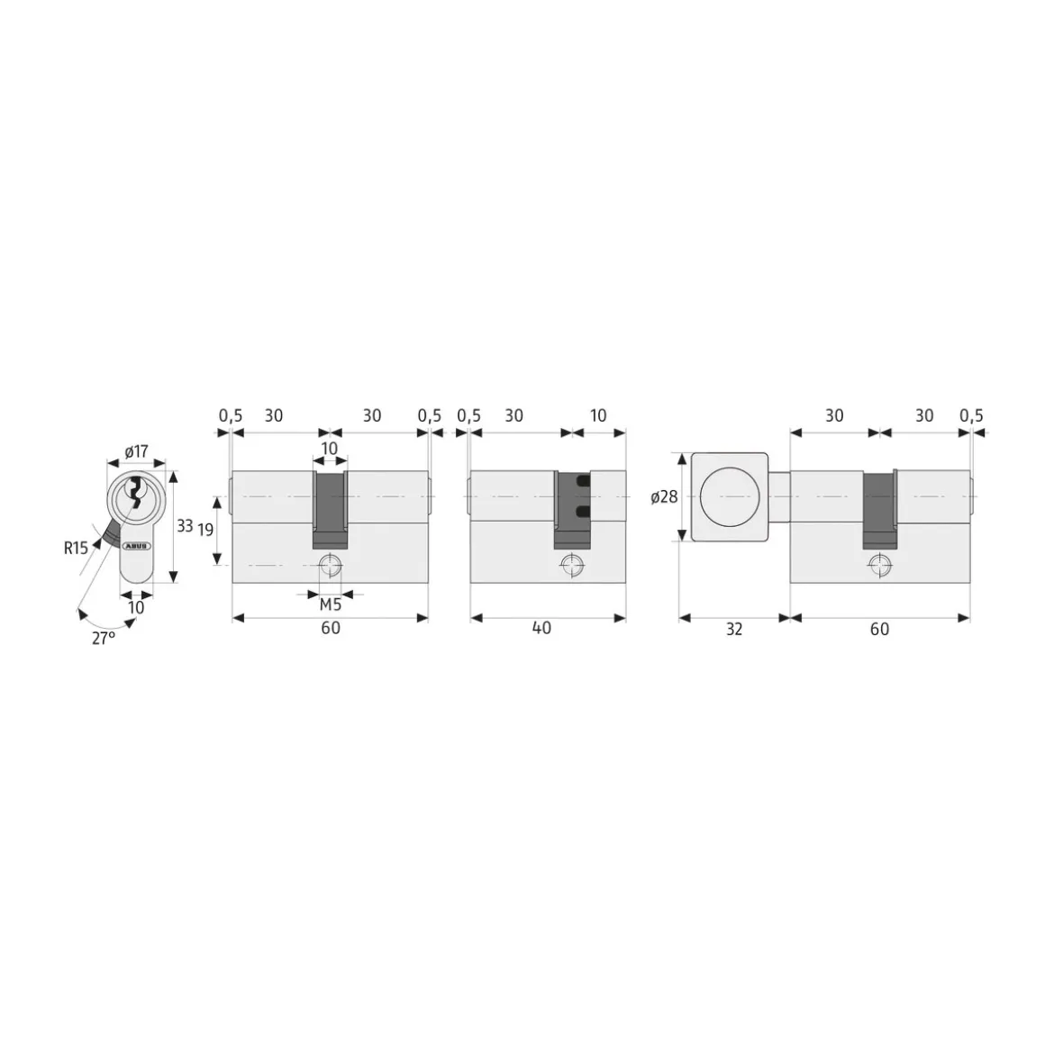 Abus Türzylinder E20NP 30/45 mm