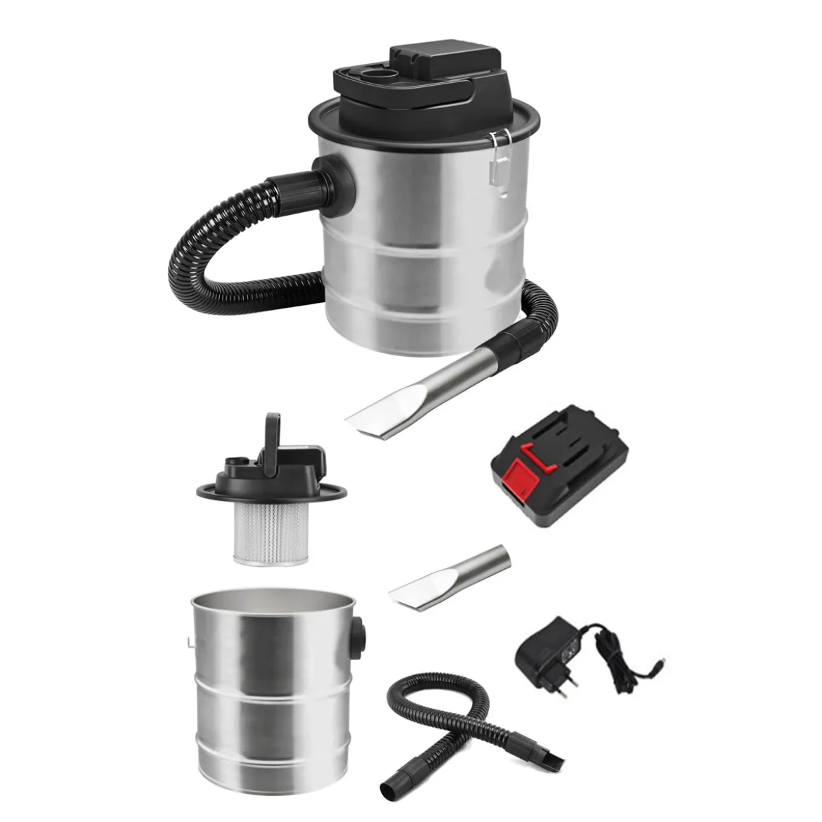 Akku-Aschesauger m.Motor, Hepa-Filterm.Metallgitter,12l,18V,110W,2000mhA