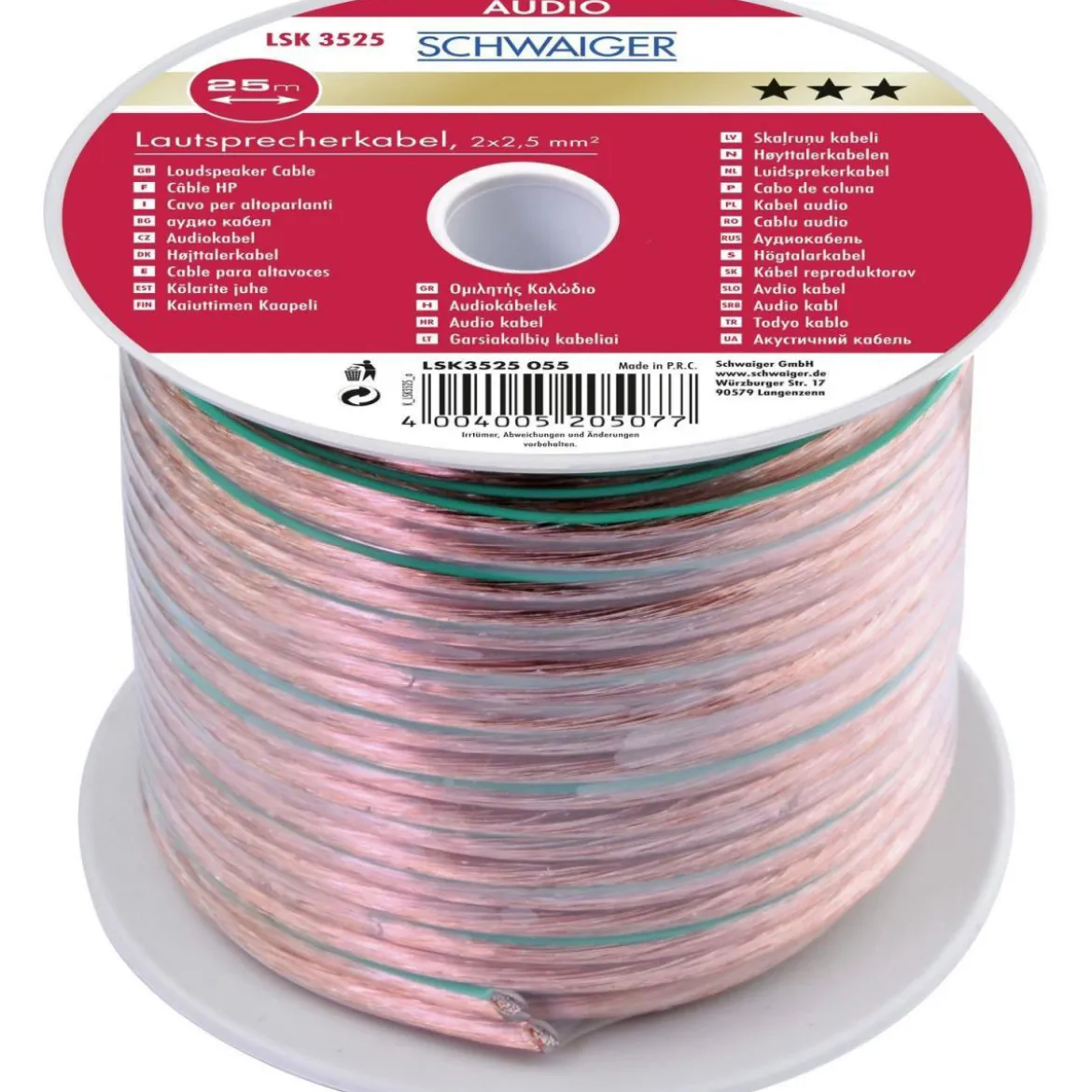A-Lautsprecherkabel 25m transparent