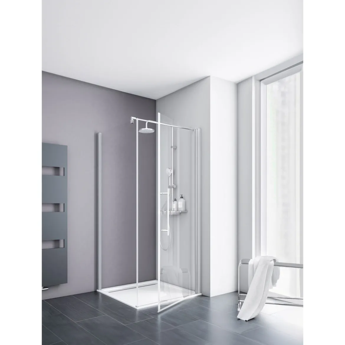 Alexa Style 2.0 Drehtuer inkl Seitenwand192x90x90cm Alu Natur, Klar hell