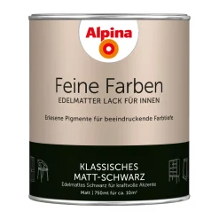 AlpinaBuntlack Feine Farben Lack Klassisches Matt-Schwarz 750ml