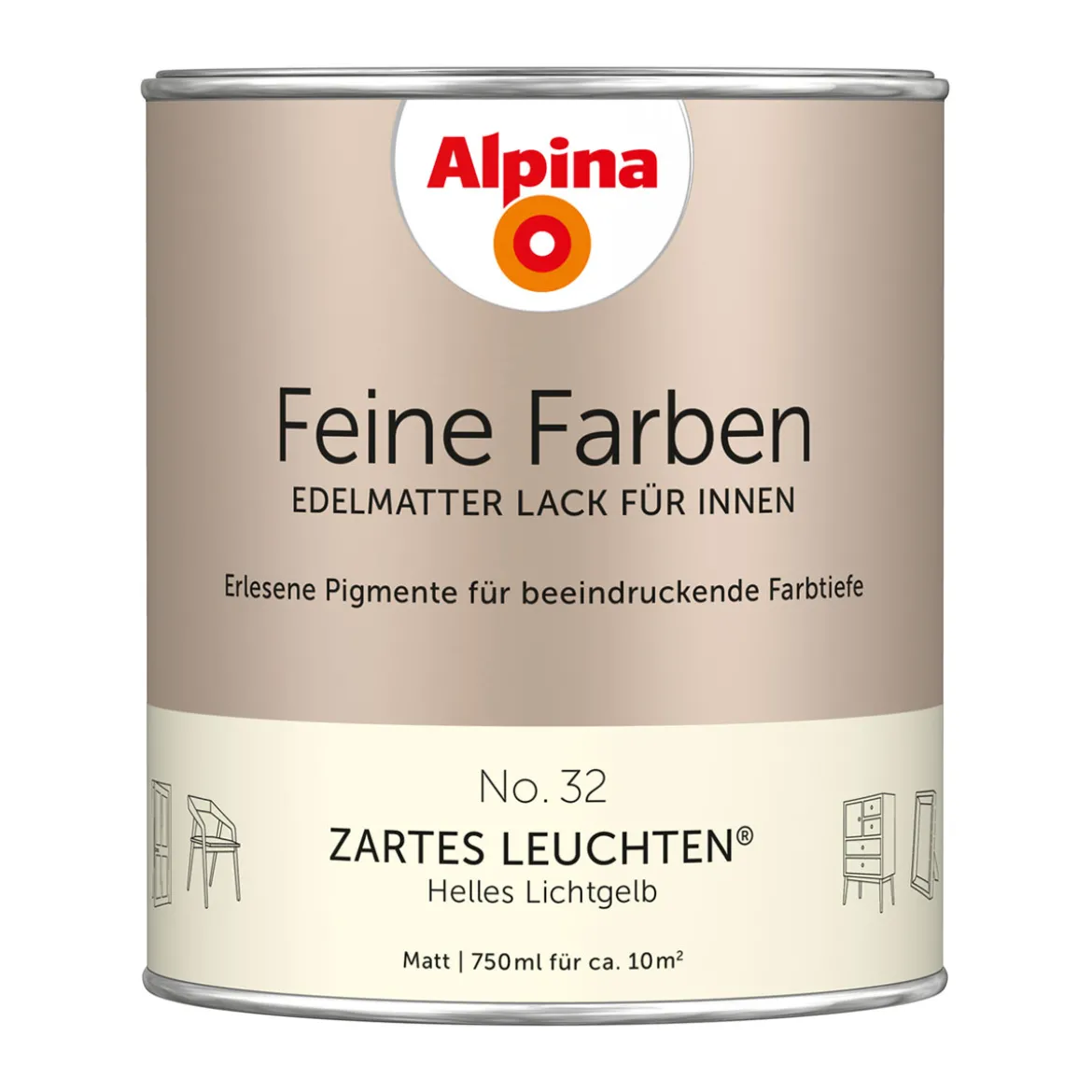 AlpinaBuntlack Feine Farben Lack No 32 Zartes Leuchten edelmatt 750ml