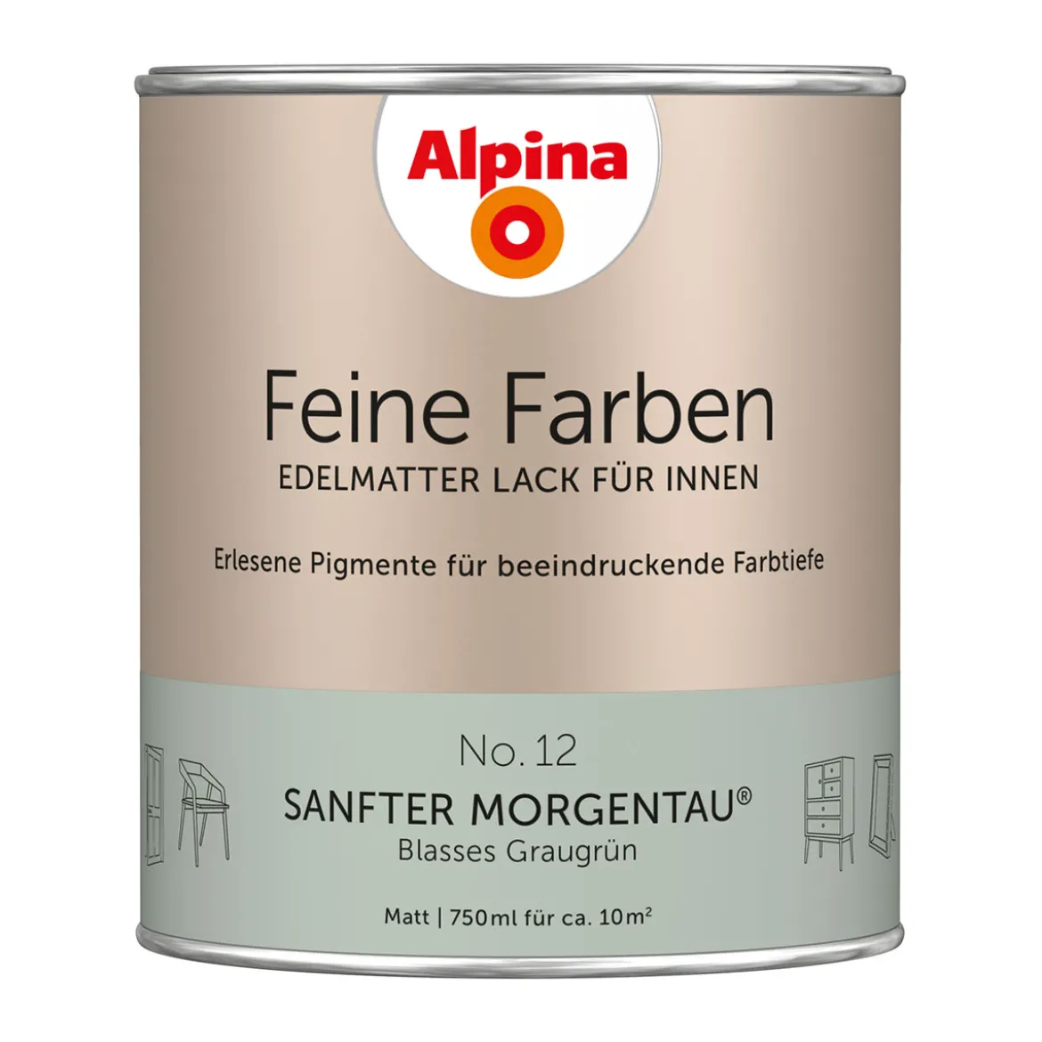 AlpinaBuntlack Feine Farben Lack No 12 Sanfter Morgentau edelmatt 750ml
