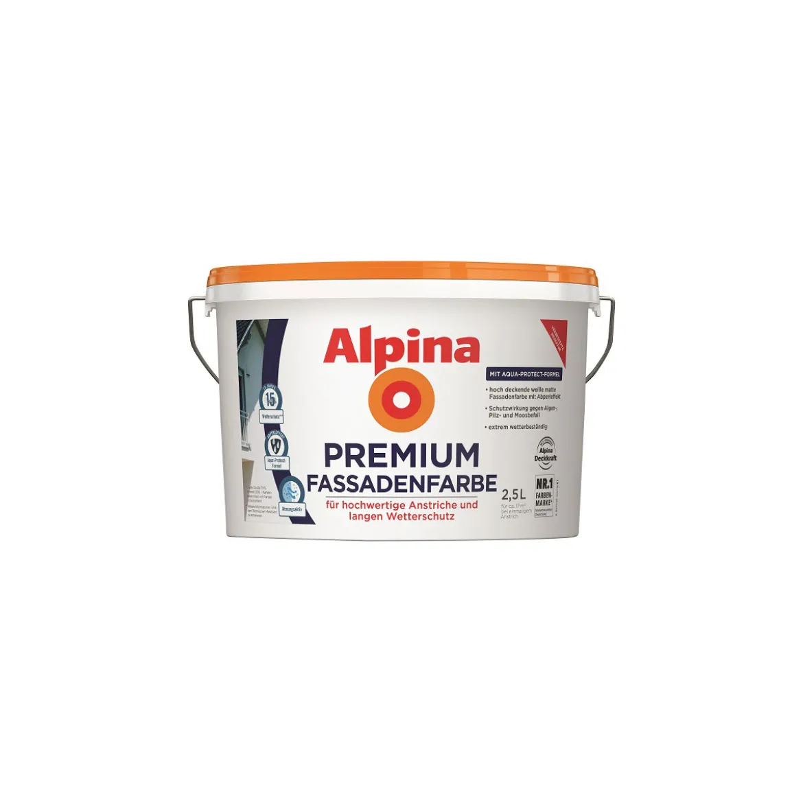 Alpina Premium Fassadenfarbe Weiß Matt 2,5 L