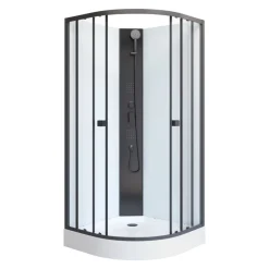 Aurlane Komplettdusche White Circle, rund, Farbe: Schwarz/weiss, 85x85x197,5cm