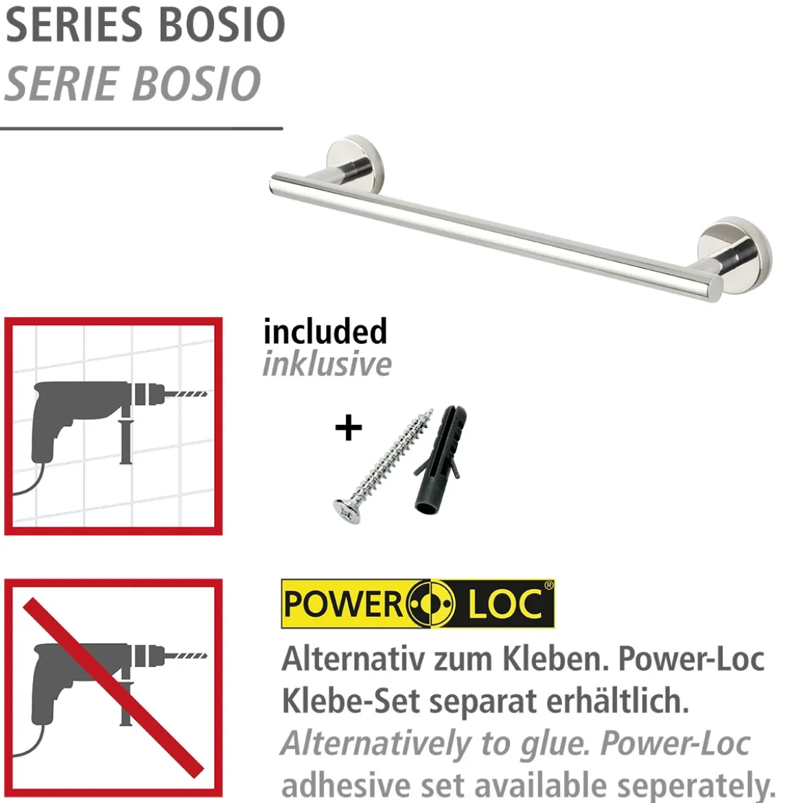 Badetuchstange 40 cm , Bosio Shine Edel.