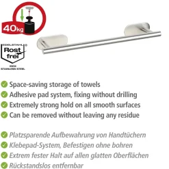 Badetuchstange Uno 40 cm Orea MattTurbo-Lock Edelstahl