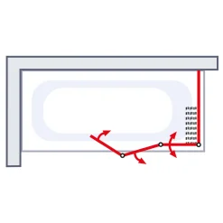 Badewannenaufsatz 3-teilig mit Seiten-wand und Deckenstütze 1288x1400mm T750mm