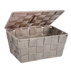 Badkorb mit Deckel M od. Adria, taupe