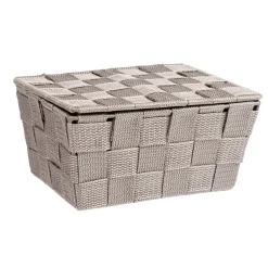 Badkorb mit Deckel M od. Adria, taupe