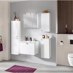 Badmöbel-Set Piet, Spiegelschrank + Waschtischunterschrank, inkl. LED-Aufsatzleuchte