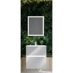 BADMOBIL Glaswaschtisch 60 x 15 x 43 cm ohne Überlauf weiß