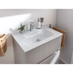 BADMOBIL Glaswaschtisch 60 x 15 x 43 cm ohne Überlauf weiß