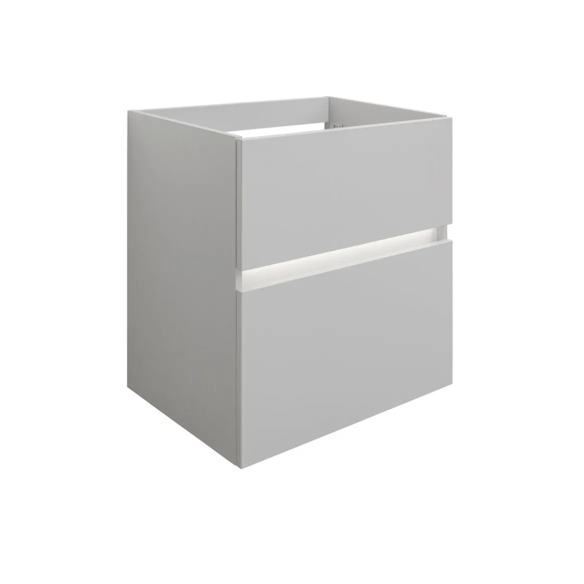 BADMOBIL Waschtischunterschrank FOTON 60 x 65 x 42 cm 2 Schubladen mit Softclose dimmbare LED-Beleuchtung mit Bewegungsmelder hellgrau