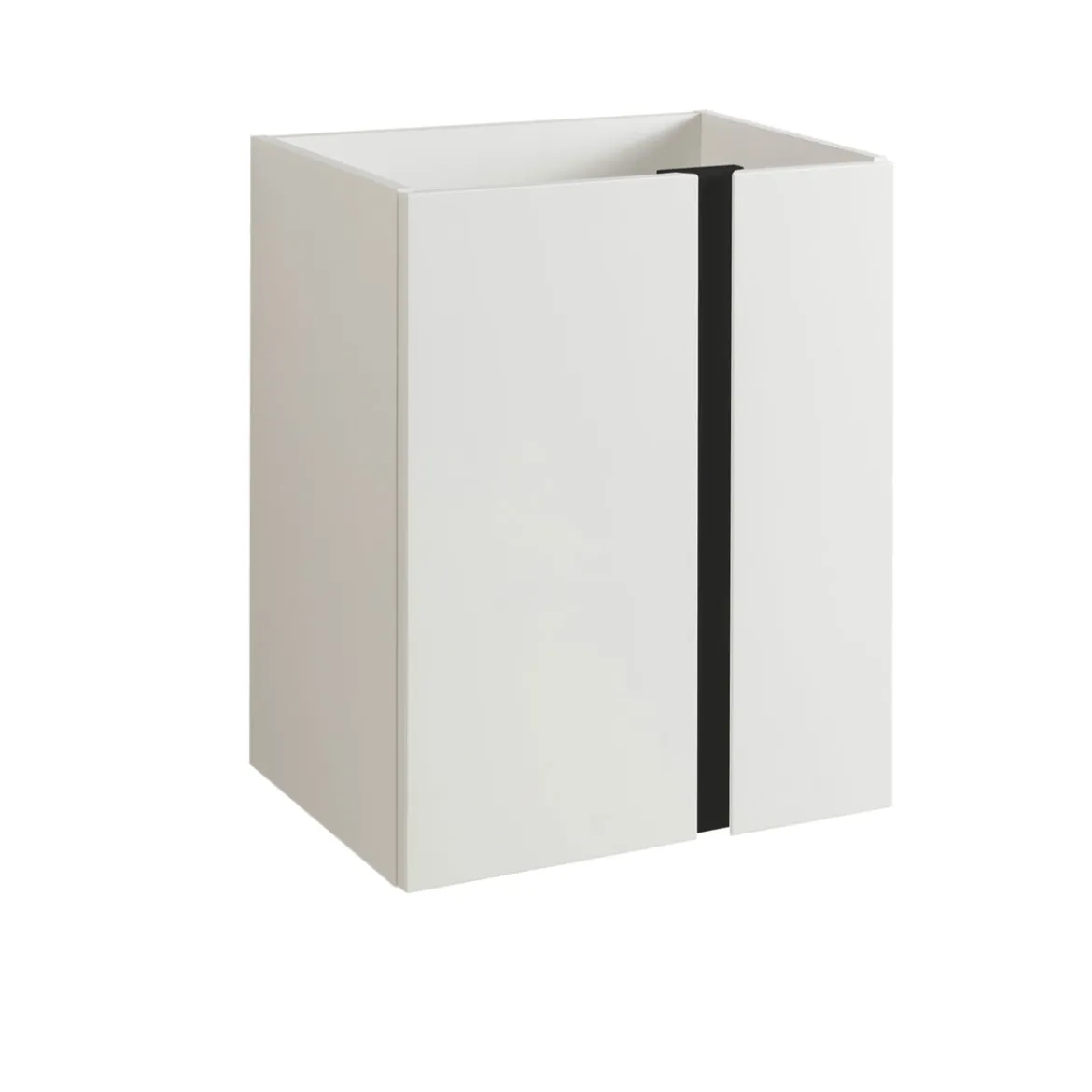 BADMOBIL Waschtischunterschrank LINUS 49 x 63 x 34,5 cm 2 Türen grifflos weiß mit schwarzer Dekorleiste