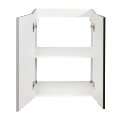BADMOBIL Waschtischunterschrank LINUS 49 x 63 x 34,5 cm 2 Türen grifflos weiß mit schwarzer Dekorleiste