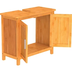 Bambus Waschbeckenunterschrank mit 2Tueren, BxHxT 67x60x28cm