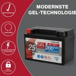Batterie GEL YTX9-BS 9Ah 200A