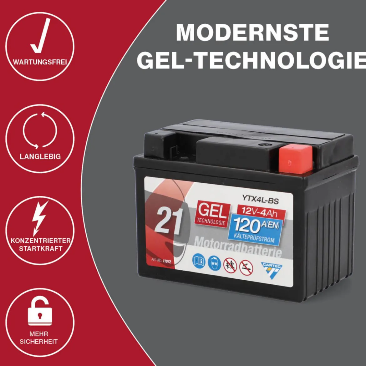Batterie GEL YTX4L-BS 4Ah 120A