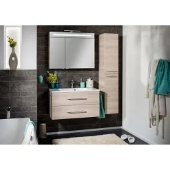 B.Clever LED-Spiegelschrank 90x71x16cm2 Tueren m. Schalter/Steckdose
