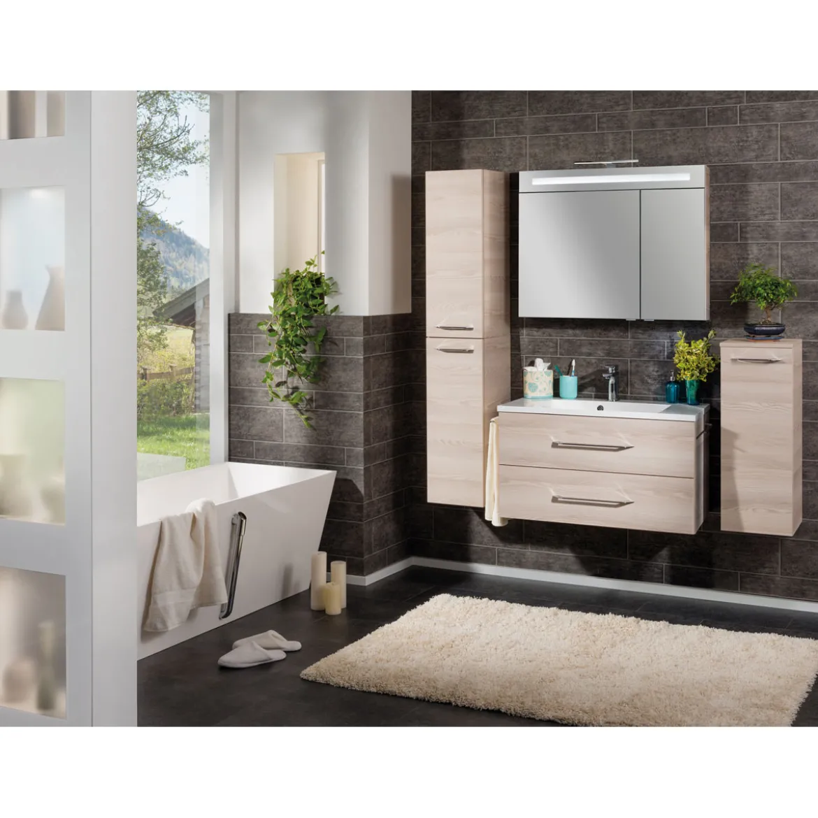 B.Clever LED-Spiegelschrank 90x71x16cm2 Tueren m. Schalter/Steckdose