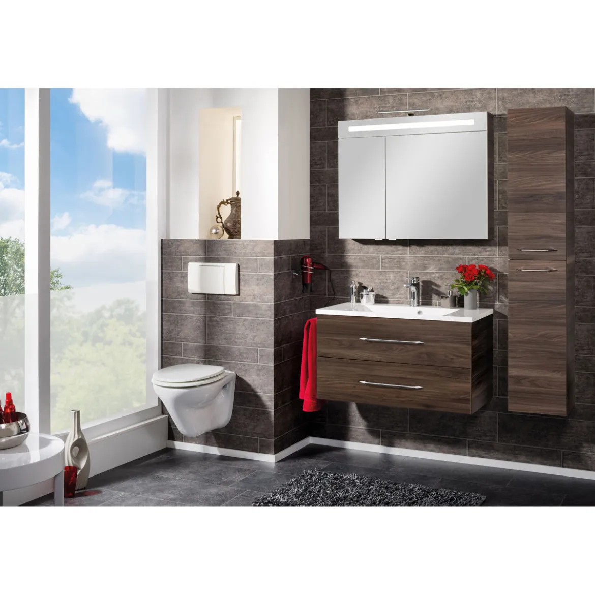 B.Clever LED-Spiegelschrank 90x71x16cm2 Tueren m. Schalter/Steckdose
