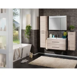 B.Clever WBU 90cm inkl.Gussmarmor-BeckenAuzuege m. SoftClose, Alska Esche