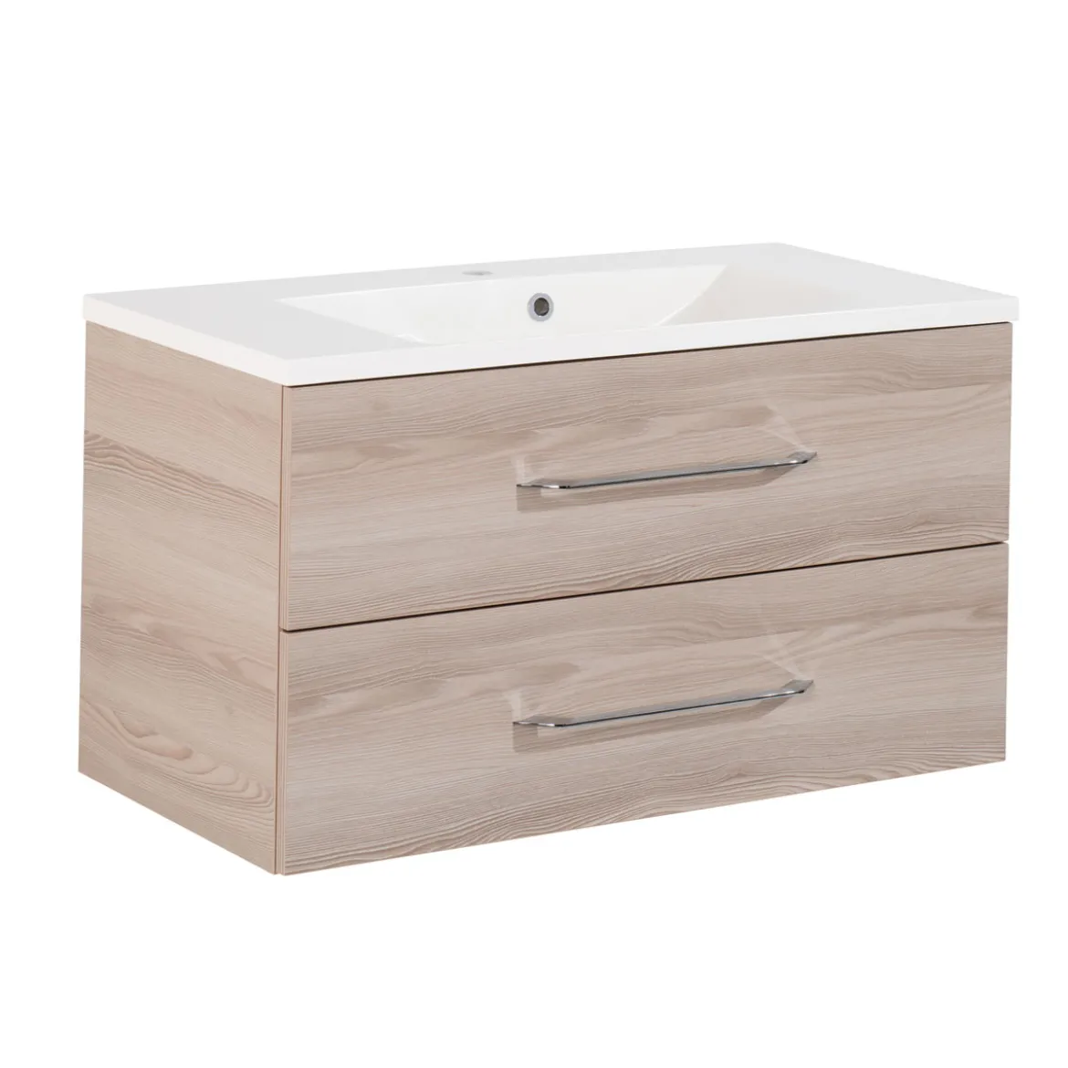 B.Clever WBU 90cm inkl.Gussmarmor-BeckenAuzuege m. SoftClose, Alska Esche