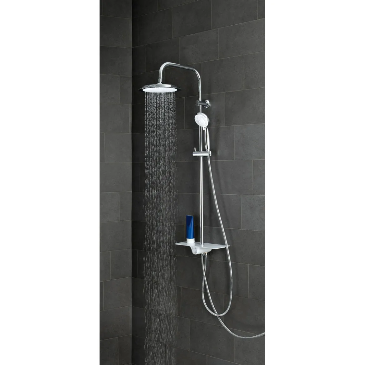Überkopfbrauseset Aquastar mit Ablage chrom-weiß