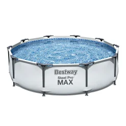 Bestway Frame-Pool-Set Steel Pro MAX mit Filterpumpe Durchmesser 305 x 76 cm lichtgrau