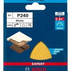 Bosch ProfessionalExpert C470 Schleifpapier für Deltaschleifer 93 mm G 240 5 Stück