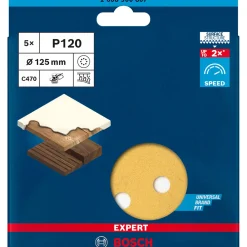 Bosch ProfessionalExpert C470 Schleifpapier mit 8 Löchern für Exzenterschleifer 125 mm G 120 5- teilig