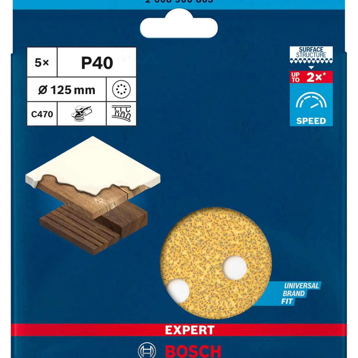 Bosch ProfessionalExpert C470 Schleifpapier 8 Loch 125 mm G 40 5- teilig