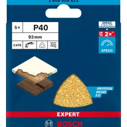 Bosch ProfessionalExpert C470 Schleifpapier für Deltaschleifer 93 mm G 40 5 Stück