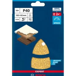 Bosch ProfessionalExpert C470 Schleifpapier mit 11 Löchern für Multischleifer 102 x 62 mm 93 mm G 40 10- teilig