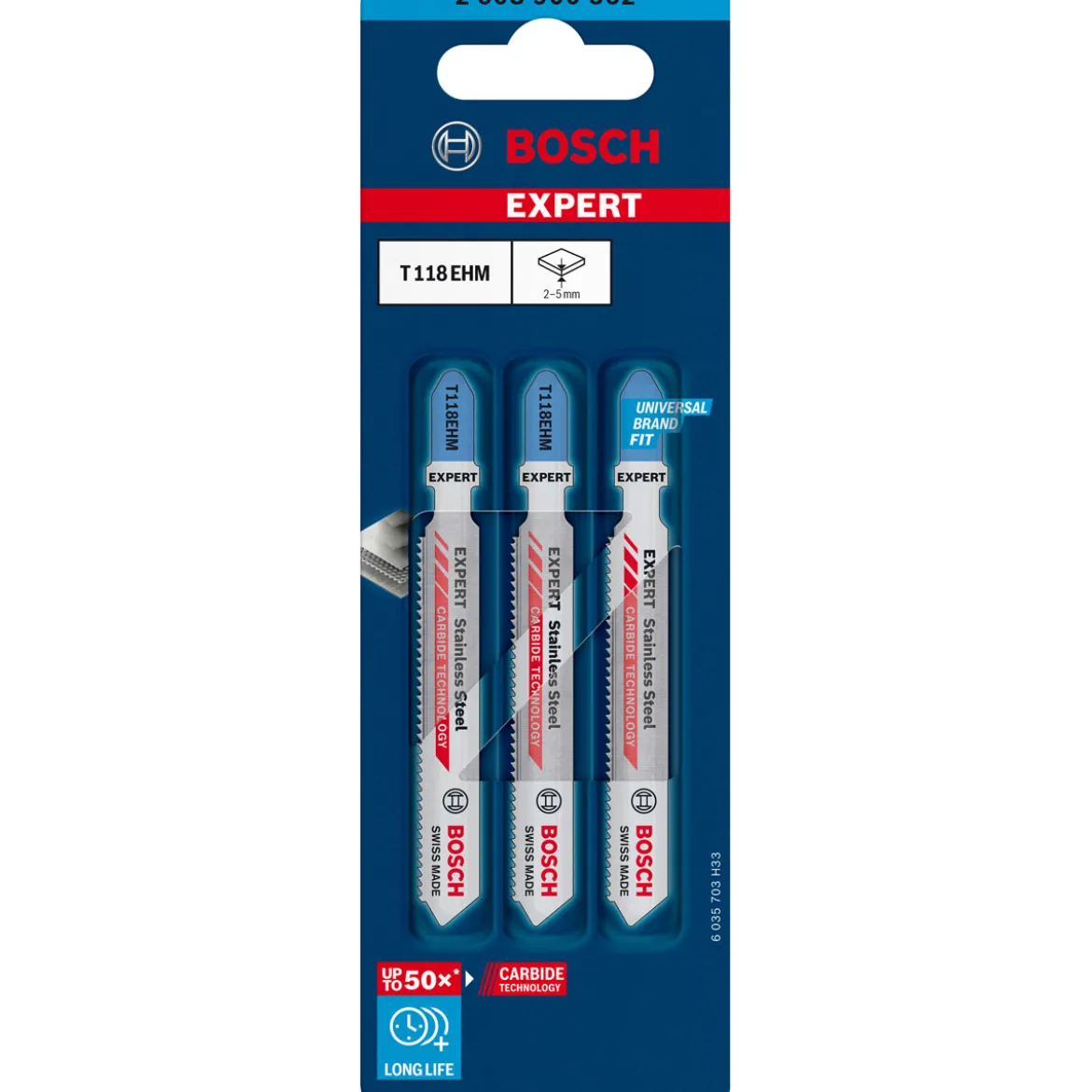 Bosch ProfessionalExpert Stainless Steel T 118 EHM Stichsägeblatt 3 Stück