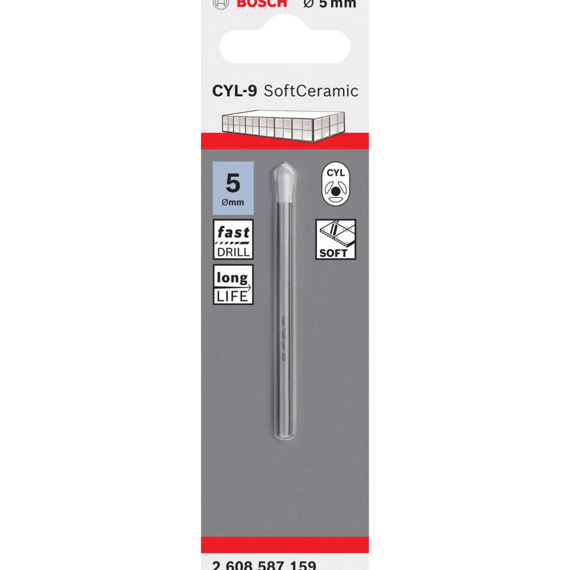 Bosch ProfessionalFliesenbohrer CYL-9 Ceramic 5 x 70 mm