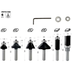 Bosch ProfessionalRand- und Kantenfräse-Set GKF 12V 6-teilig