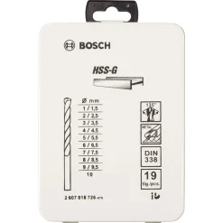 Bosch Professional19-teiliges Metallbohrer-Set HSS-G DIN 338 135 in Metallkassette 1–10 mm