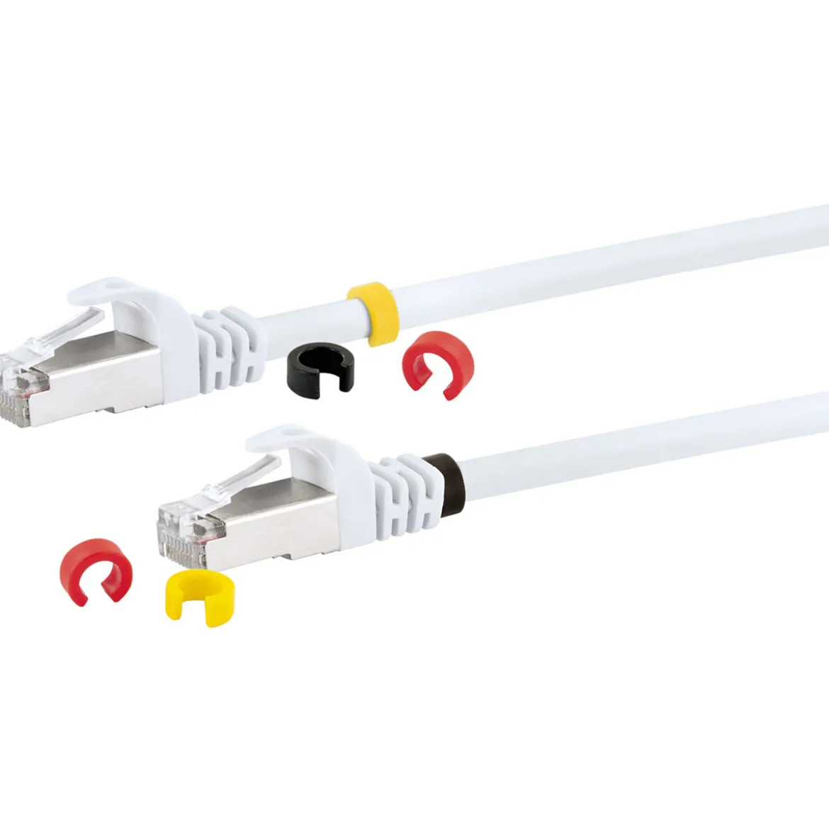 CAT7 Netzwerkkabel S/FTP 3Farbclips 10mweiss