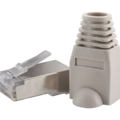 CAT6 Netzwerkstecker 10St. mit Kabel-Fuehrung grau