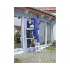 CORDA Stufen-Stehleiter, Aluminium, bis150 kg belastbar 4 Stufen, AH ca. 2,80 m