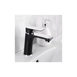 Cornat Waschtischarmatur-Set Edition Black, Druck-Ablauf, Farbe: Schwarz/Chrom