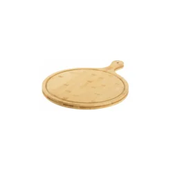 Cozze Pizzaschneidbrett m/Griff, Bambus,Dm.350x20 mm, gesamt Laenge 460 mm
