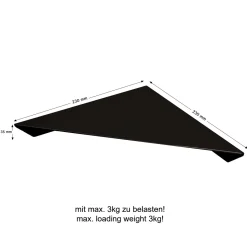 Duschablage zum Kleben, Ueber EckMattschwarz, 35x230x230mm