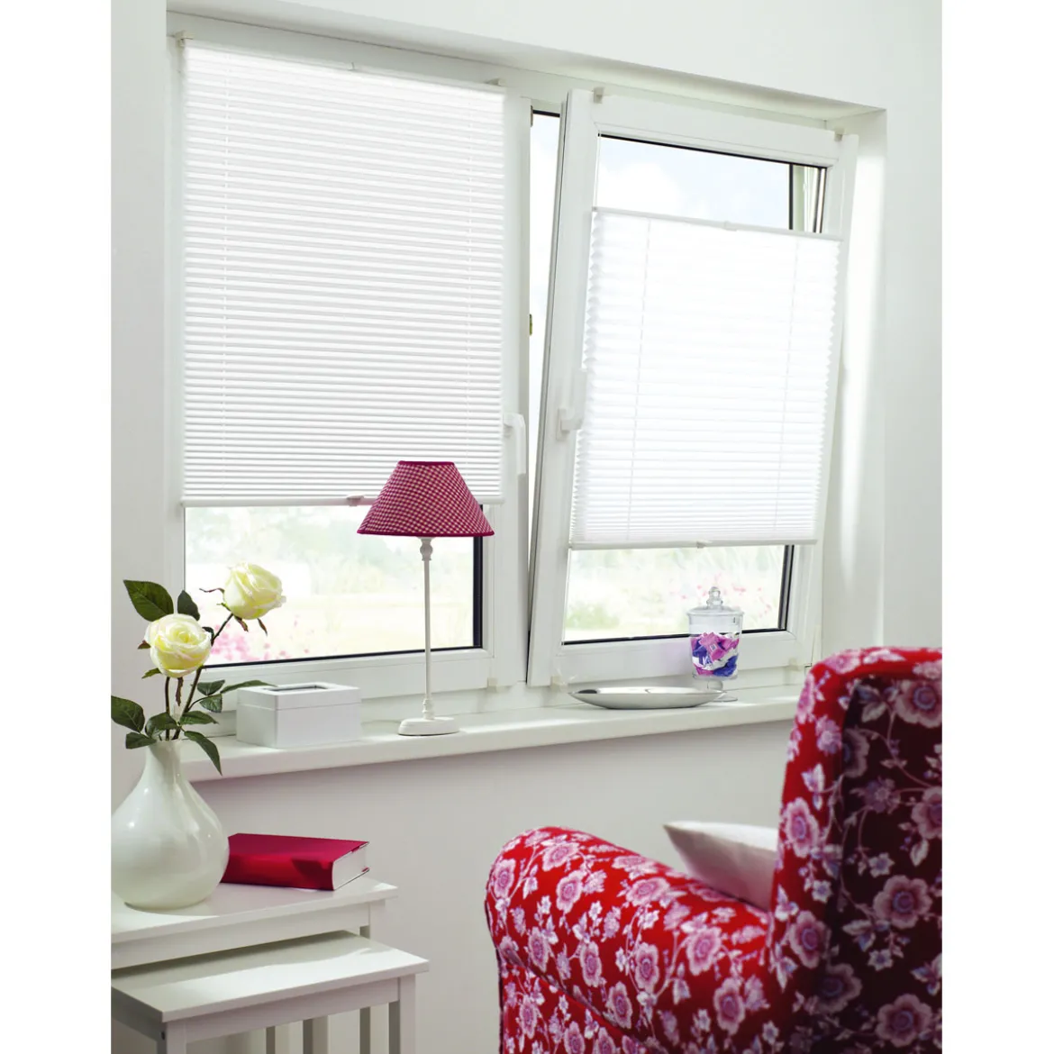 EasyFix Plissee 2 Bedienschienen80x130 weiß