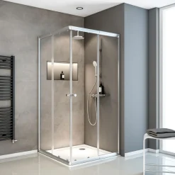 Eckeinstieg 4-teilig silber klar hell1800x750-900x750-900 3-/4-mm ESG