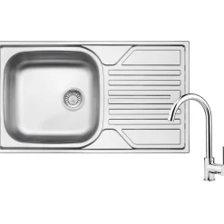 Edelstahl-Spuelen-Set Legato inkl. SP--Armatur,76x43,5x14,5cm,inox,f. US ab 50